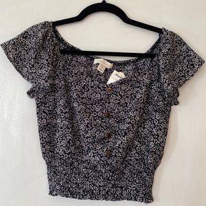 Floral Cinched Waist Crop Top